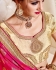 Pink and beige silk and net wedding wear saree