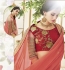 Pink and red color geogette wedding wear saree