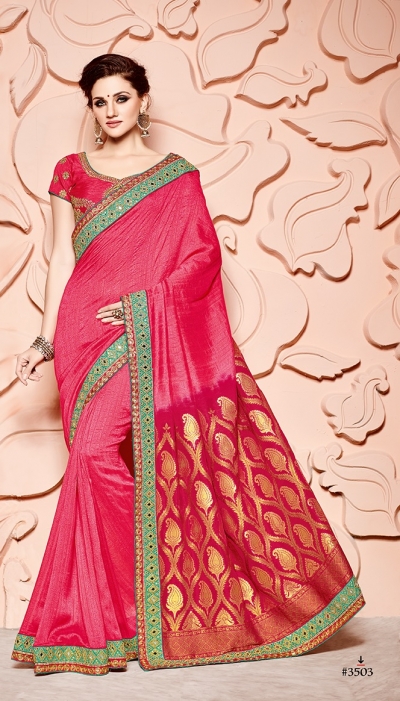 Red banarasi silk wedding wear saree