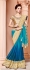 Shaded blue and gold silk wedding wear saree