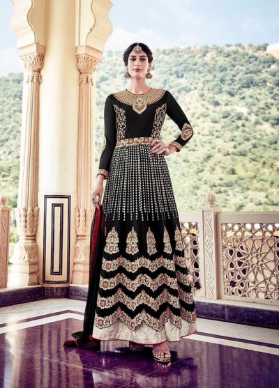 Black color faux georgette party wear anarkali
