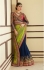 Parrot green and navy blue designer party wear saree