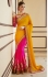 Yellow and pink designer party wear saree