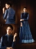 Blue color georgette and net party wear anarkali