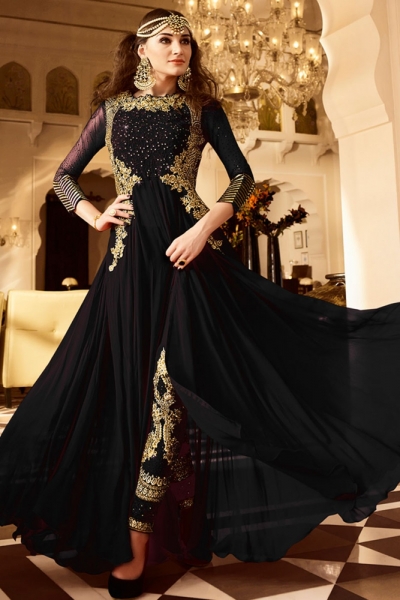 Black color Georgette party wear anarkali