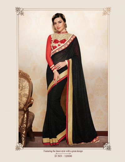 Party-wear-black-red-color-saree