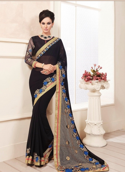 party-wear-Black2-color-saree