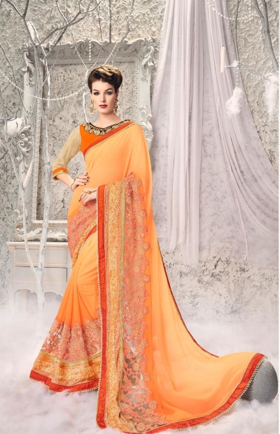 Party-wear-Orange-Red-6-color-saree