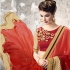 Party-wear-Tomato-Red-Gold-color-saree