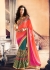 Party-wear-TealBlue-Orange-Pink-color-saree