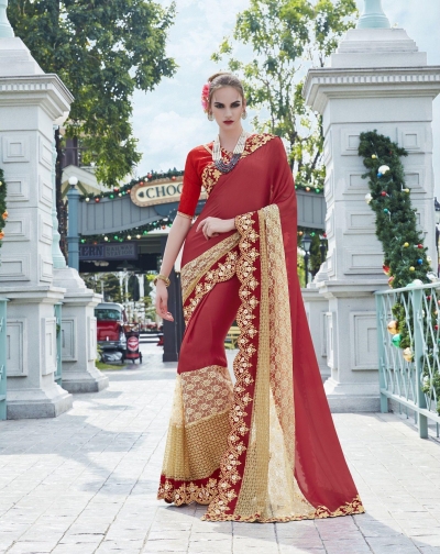 Party-wear-Maroon-color-saree