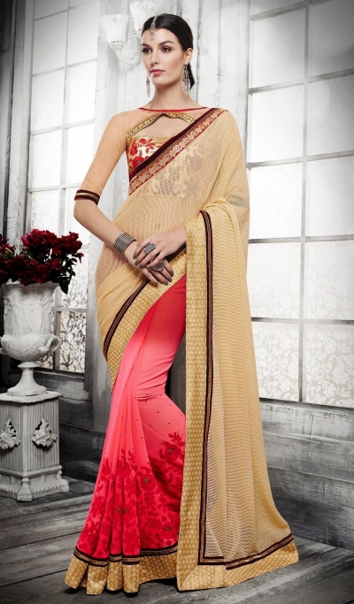 Share 216+ cream colour party wear saree