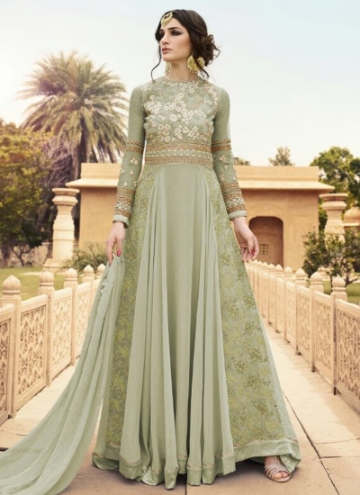 Light green color georgette party wear anarkali