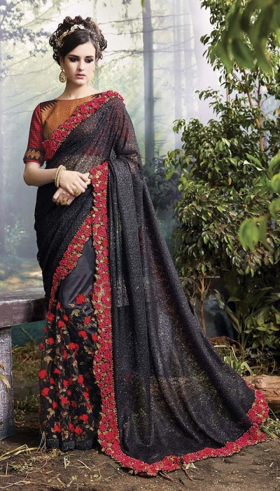 Party-Wear-Black-Heavy-Work-Saree