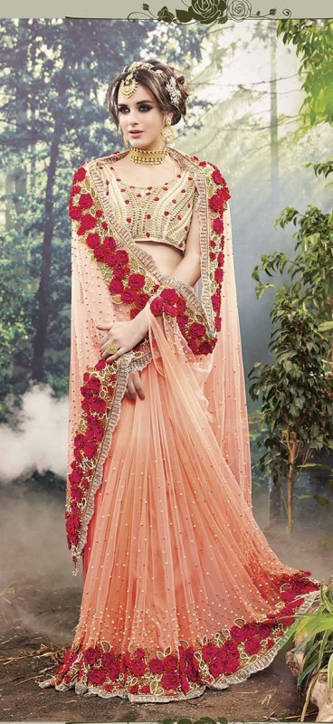 Party-Wear-Peach-Heavy-Work-Saree