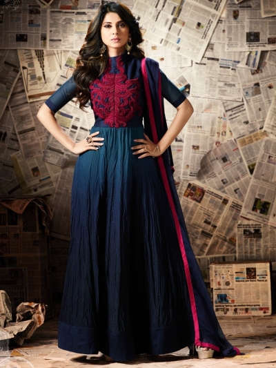 Blue color georgette party wear anarkali kameez