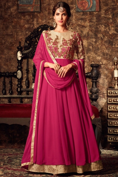 Rani color georgette party wear anarkali kameez