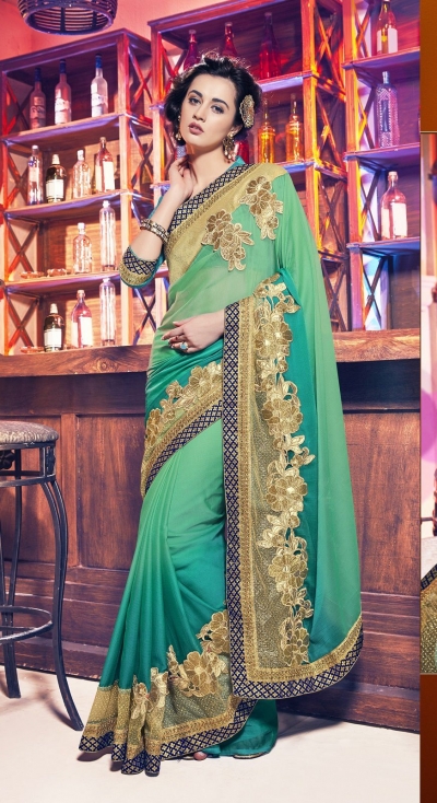 Party-wear-mild-green-color-saree