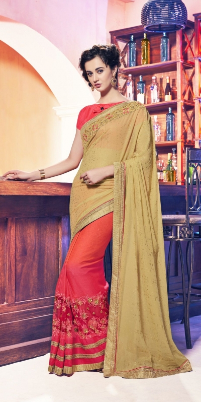 Party-wear-red-beige-11-color-saree