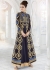 Navy blue color georgette wedding ghaghara and pant style 2 in 1 suit