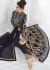 Navy blue color georgette wedding ghaghara and pant style 2 in 1 suit