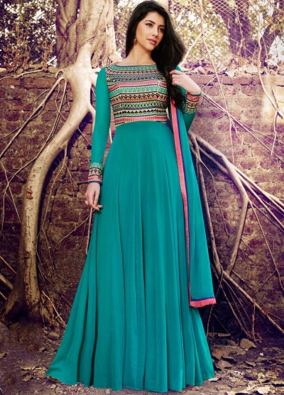 Rama georgette straight cut salwar kameez