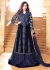 Navy blue color net and velvet wedding lehenga kameez