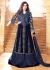 Navy blue color net and velvet wedding lehenga kameez