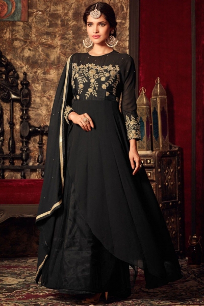 Black color georgette party wear anarkali