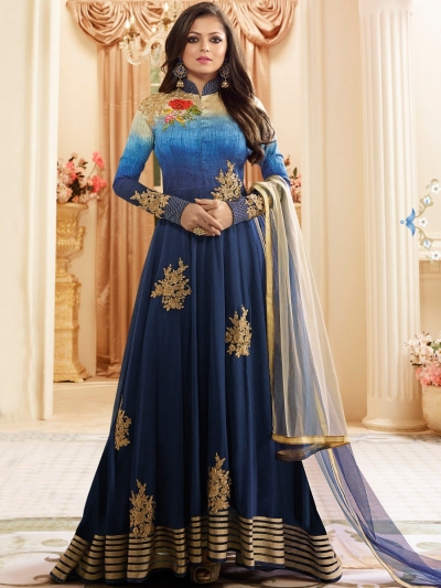 Drashti Dhami blue color georgette party wear anarkali kameez