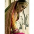 Pink and yellow silk crepe jacquard and art silk wedding wear saree