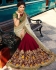 White and maroon viscose pure georgette and velvet wedding wear saree