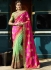 Green and pink brasso silk and bangalori silk wedding wear saree