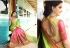 Pink and green crepe and silk wedding wear saree