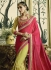 Pink and green silk crepe and satin georgette wedding wear saree