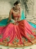 Blue and pink silk crepe and art silk wedding wear saree