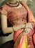 Peach and yellow georgette and silk crepe wedding wear saree