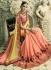 Peach and yellow georgette and silk crepe wedding wear saree