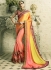 Peach and yellow georgette and silk crepe wedding wear saree