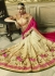 Pink and cream crepe satin and art silk wedding wear saree