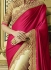 Pink and cream crepe satin and art silk wedding wear saree