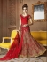 Red and beige banarasi silk and net wedding wear anarkali