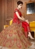 Red and beige banarasi silk and net wedding wear anarkali