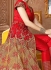 Red and beige banarasi silk and net wedding wear anarkali