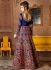 Navy blue color mulberry silk wedding wear anarkali