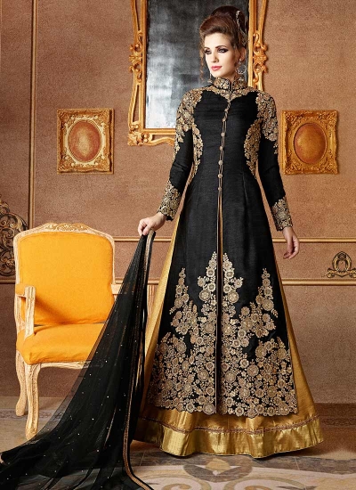 Black color mulberry wedding lehenga kameez