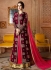 Wine and fuschia color georgette and silk wedding lehenga kameez