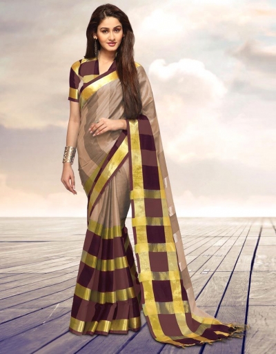 Areesa Fawn Party Wear Cotton Saree