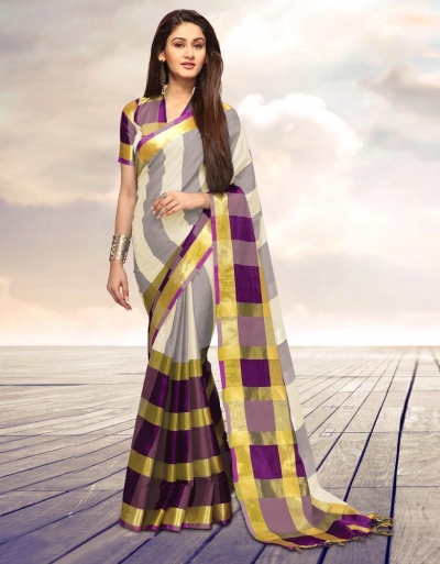 Areesa Creamy Party Wear Cotton Saree