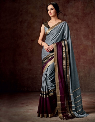 Charmi Stormy Grey Cotton Saree